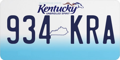 KY license plate 934KRA