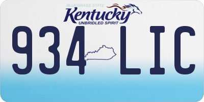 KY license plate 934LIC
