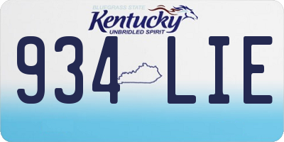 KY license plate 934LIE