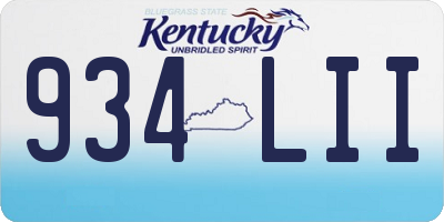 KY license plate 934LII