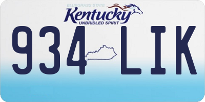 KY license plate 934LIK