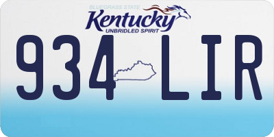 KY license plate 934LIR
