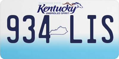 KY license plate 934LIS