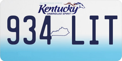 KY license plate 934LIT
