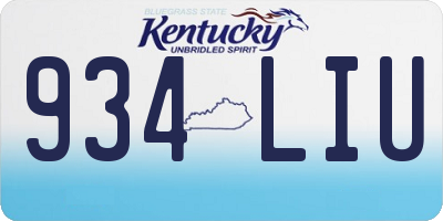 KY license plate 934LIU
