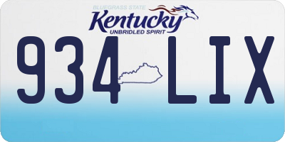 KY license plate 934LIX