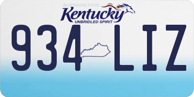 KY license plate 934LIZ