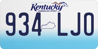 KY license plate 934LJO