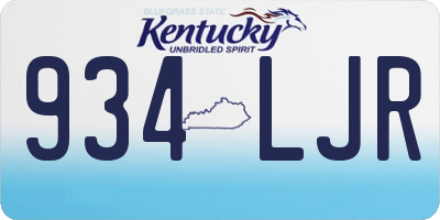 KY license plate 934LJR