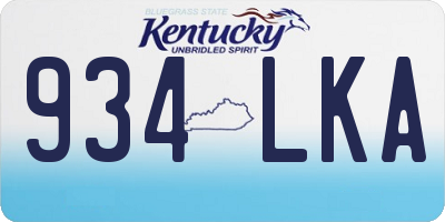 KY license plate 934LKA