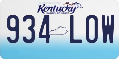 KY license plate 934LOW