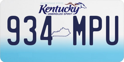 KY license plate 934MPU