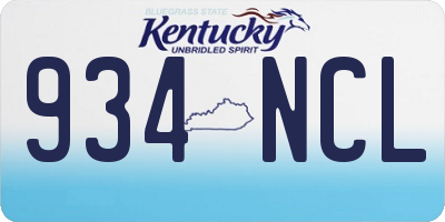 KY license plate 934NCL