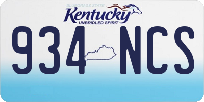 KY license plate 934NCS