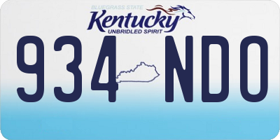KY license plate 934NDO