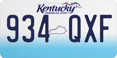 KY license plate 934QXF