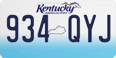 KY license plate 934QYJ