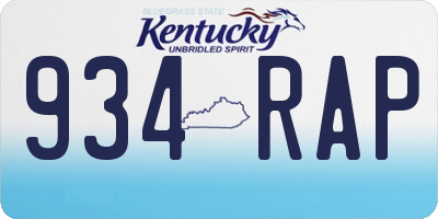 KY license plate 934RAP