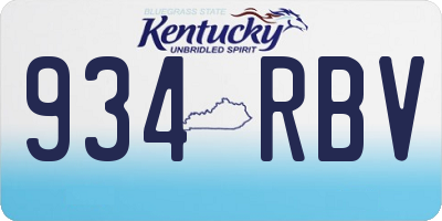 KY license plate 934RBV