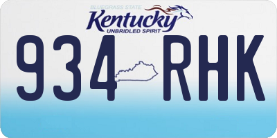 KY license plate 934RHK
