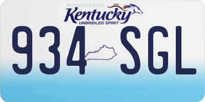 KY license plate 934SGL