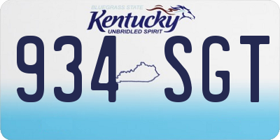 KY license plate 934SGT