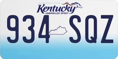 KY license plate 934SQZ