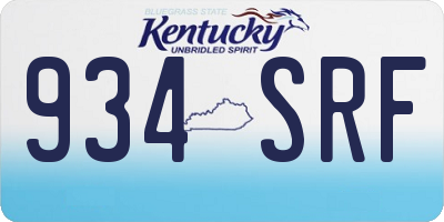 KY license plate 934SRF