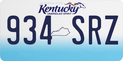 KY license plate 934SRZ