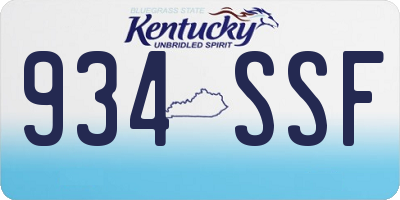 KY license plate 934SSF