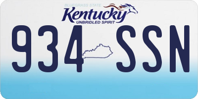 KY license plate 934SSN
