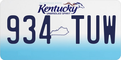 KY license plate 934TUW