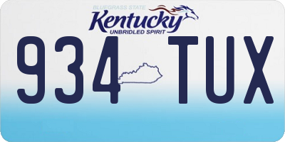 KY license plate 934TUX