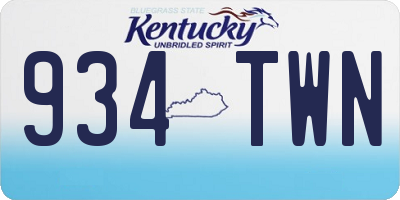 KY license plate 934TWN