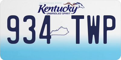 KY license plate 934TWP