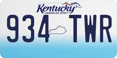 KY license plate 934TWR