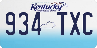 KY license plate 934TXC