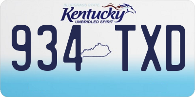 KY license plate 934TXD