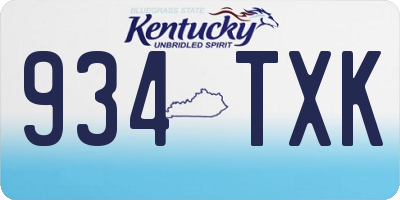 KY license plate 934TXK