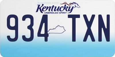 KY license plate 934TXN