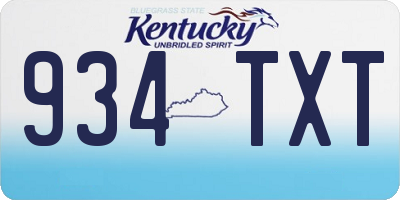 KY license plate 934TXT