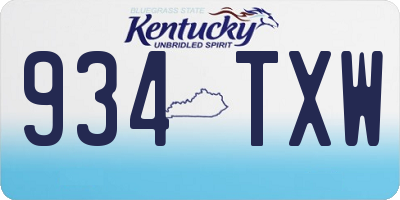 KY license plate 934TXW