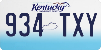 KY license plate 934TXY