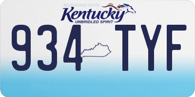 KY license plate 934TYF