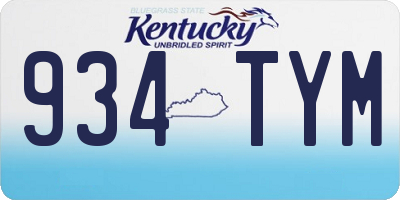 KY license plate 934TYM
