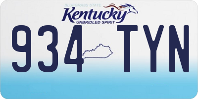 KY license plate 934TYN