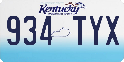 KY license plate 934TYX