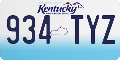KY license plate 934TYZ