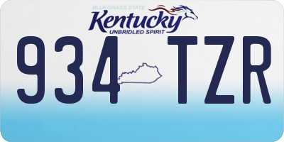 KY license plate 934TZR