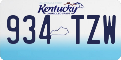 KY license plate 934TZW